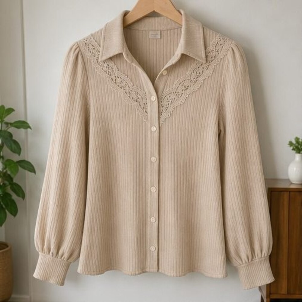 Sand Lace Trim Top